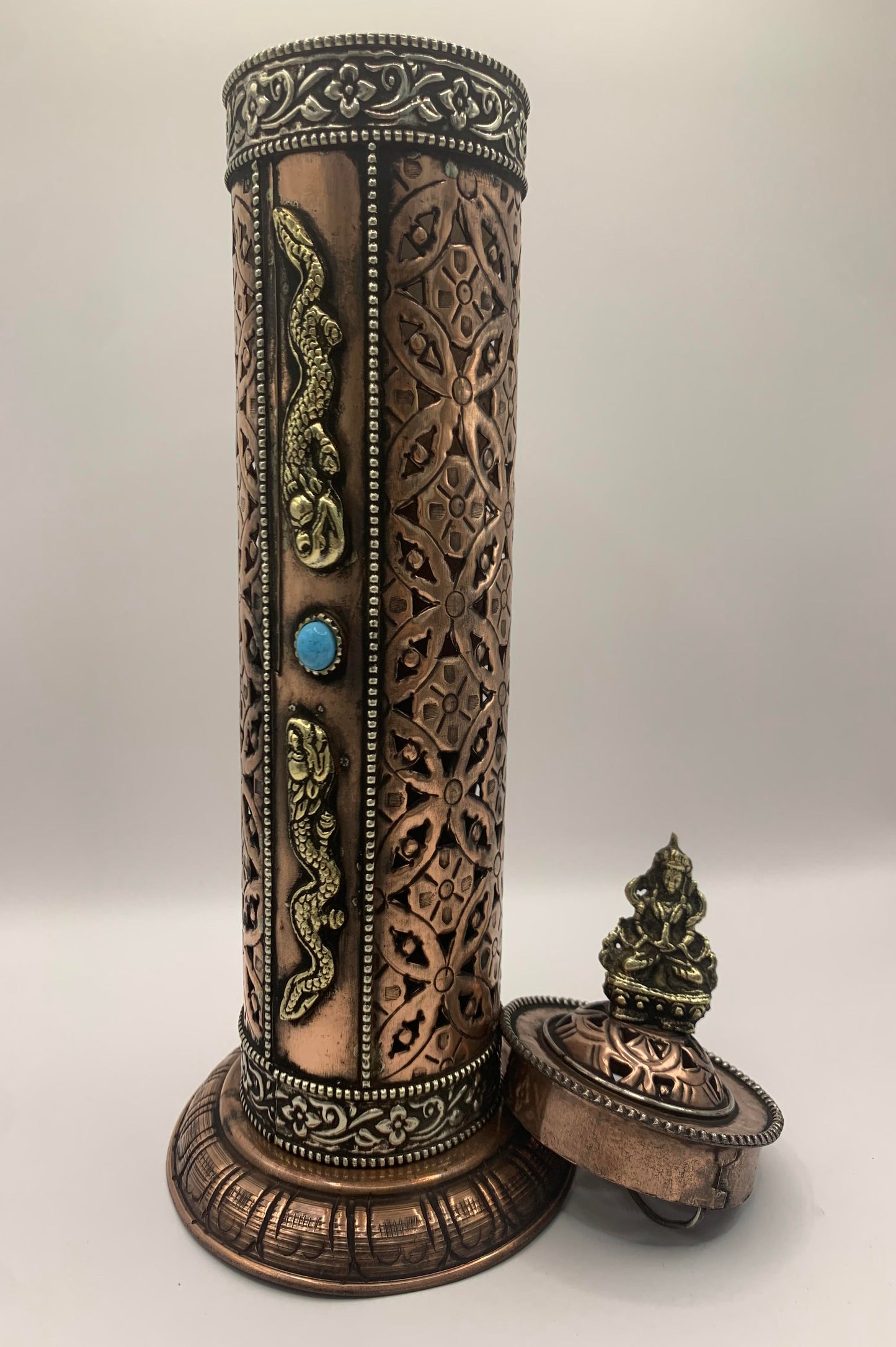 100% Brass and Copper | Turquoise | Red | Stone | Tibetan | Incense stick | Holder | Stand | Handmade In Nepal